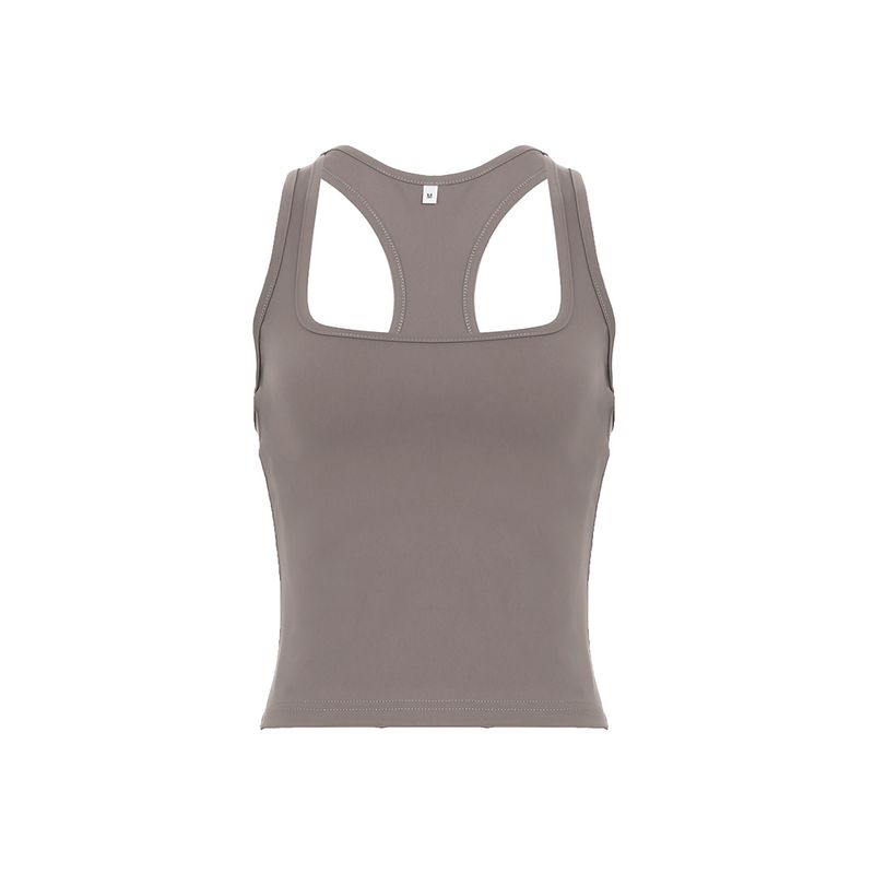 European and American Women's Clothing American Style Minimalist Square Collar I-Shaped Sports Vest Female Street Ins Easiest for Match Workout Top