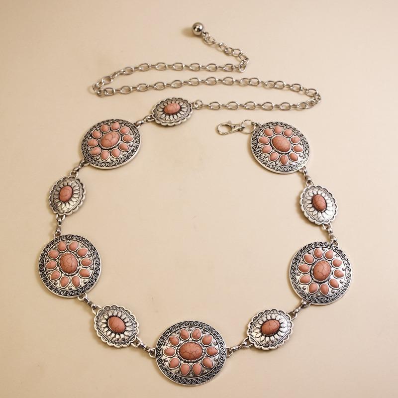 

Металлическая серебристая поясная цепочка с подсолнухом, винтажная гравированная юбка, универсальная цепочка для тела, с металлической цепочкой, гравировка подсолнуха серебряный