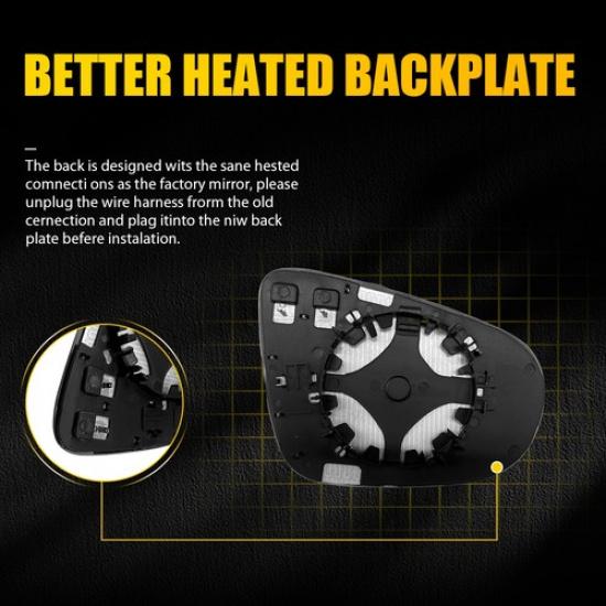 Fit Volkswagen Golf GTI 2010-13 2014 Front Left Mirror Glass Heated Side View EV