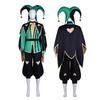 The Freak Circus Harlequin Clown Costume Full Set Pierrot Jester Unisex Cosplay Outfit Halloween Carnival Fancy Dress Jumpsuit