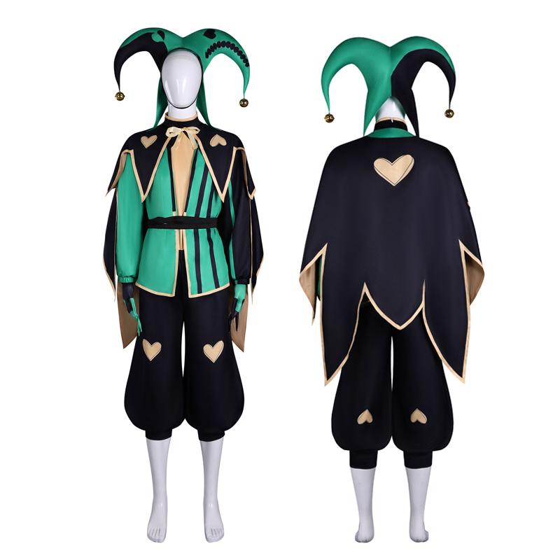 The Freak Circus Harlequin Clown Costume Full Set Pierrot Jester Unisex Cosplay Outfit Halloween Carnival Fancy Dress Jumpsuit