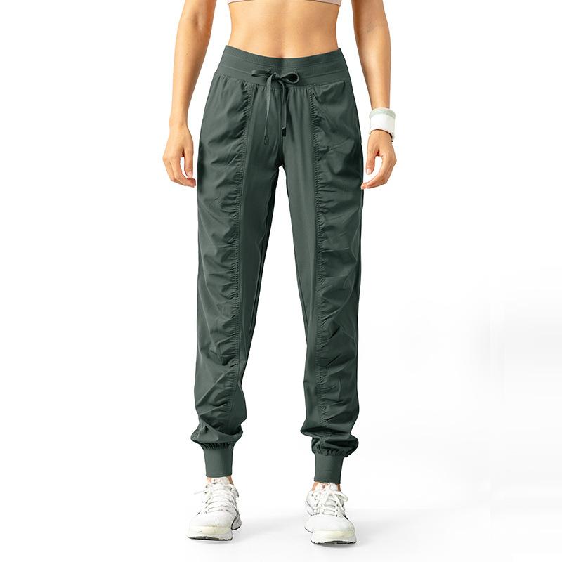 

Свободные повседневные брюки, женские брюки для бега и фитнеса на шнурке, брюки для йоги L зелёный