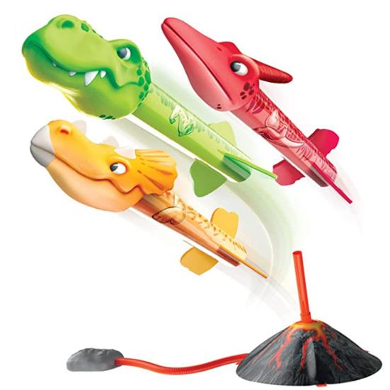 

Игрушка-ракета с динозавром, 3 головы, стартовая площадка с пневматическим приводом, забавная уличная детская ракетная установка с динозавром, детские принадлежности