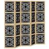 5 Piece Room Divider In Brown and Black Solid Paulownia Wood