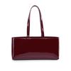 Women's French Style Light Luxury Glossy Patent Leather Armpit Bag, Women's Large Capacity Commuting Shoulder Bag, Vintage Wine Red Handbag