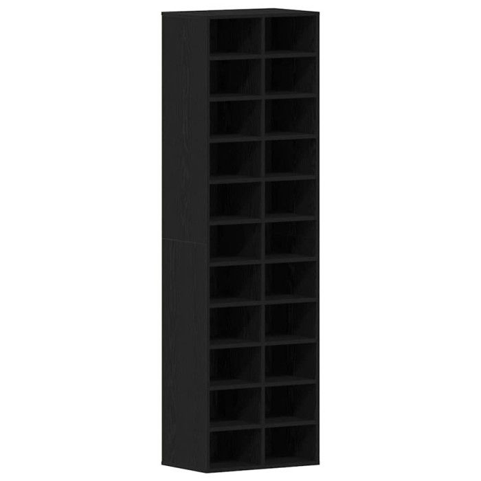 Armoire à chaussures chêne noir 54x34x183 cm bois d ingénierie