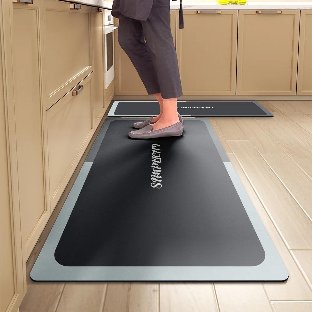 Kitchen Floor Mats Soft Waterproof Non-slip Bathroom Entrance Foot Mats Household Long Strip Carpet Water-absorbent Floor Mats