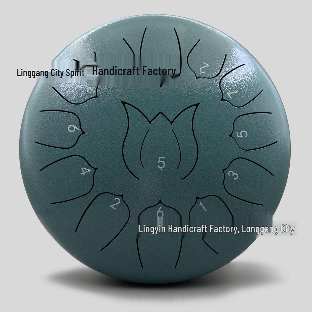 Chinese Style 13-Tone Lotus Steel Tongue Drum (12-inch): Ethereal Children's Educational Percussion Instrument
