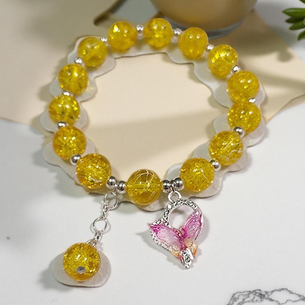 2026 Iridescent Butterfly Bracelet - Colorful 10mm Beads, Color-block Design, Cross-border Gift