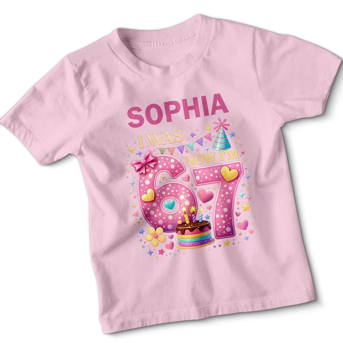 Personalised 7Th Birthday Kids TShirt I Was 6 Now I M 7 Custom Name Boys Girls 3XL