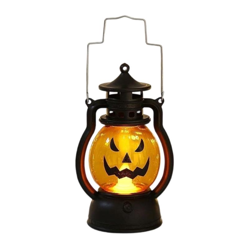 LED Warm Light Halloweens Pumpkin Lantern Safe Plastic Materials Easy Assembly Portable Decoration for Home School Event