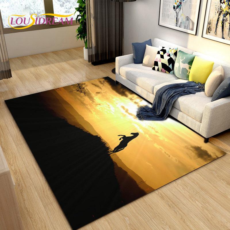 3D Animal Pentium Horse Area Rug,Carpet Rug for Living Room Children's Room Decoration,Kids Play Crawling Non-slip Floor Mat