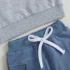2-teiliges Frühlingsoutfit für Baby-Jungen, 6 Monate, 12 Monate, 18 Monate, 24 Monate, 3 Jahre, kontrastfarbenes Langarm-Sweatshirt und elastische Hose für Kleinkinder-Herbstkleidung