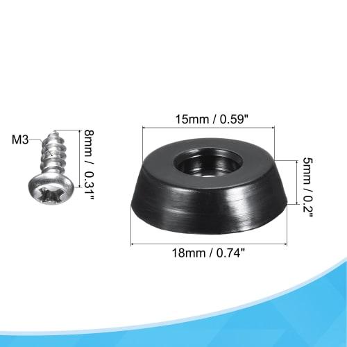 uxcell Round Rubber Bumper Feet with Stainless Steel Screws and Washers for Furniture, Electronics, and Anti-Slip, 18mm W X 5mm H, 8 Pieces