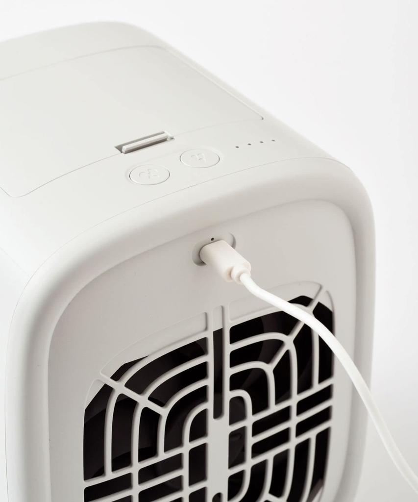 BRUNO Portable Desk Mist Fan, Gray, Desktop Fan, WaterIce Fan, Ultrasonic Mist, Evaporative Cooling Effect, USB Rechargeable, with Handle,