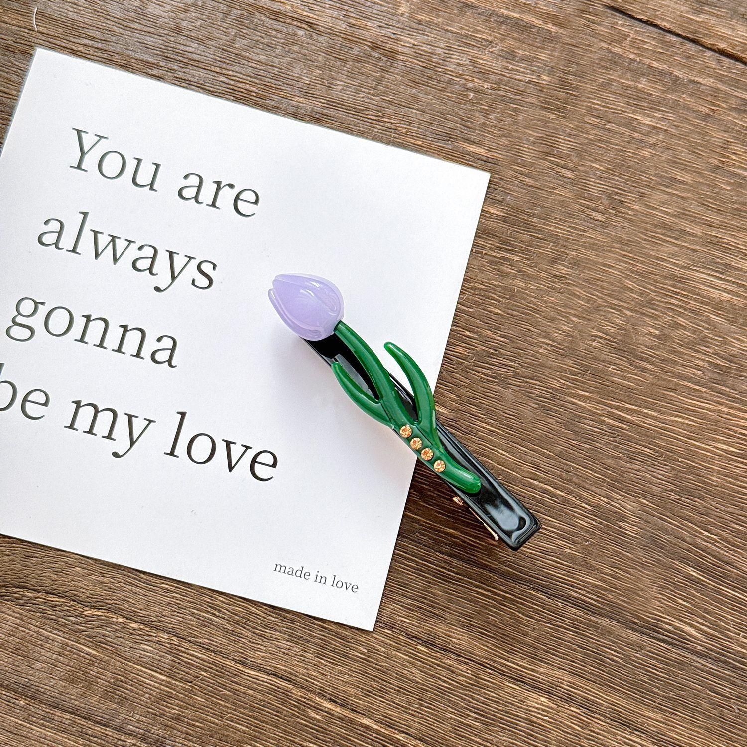 

Разноцветные заколки-тюльпаны из ацетата для модных женских причесок Purple 7.2cm