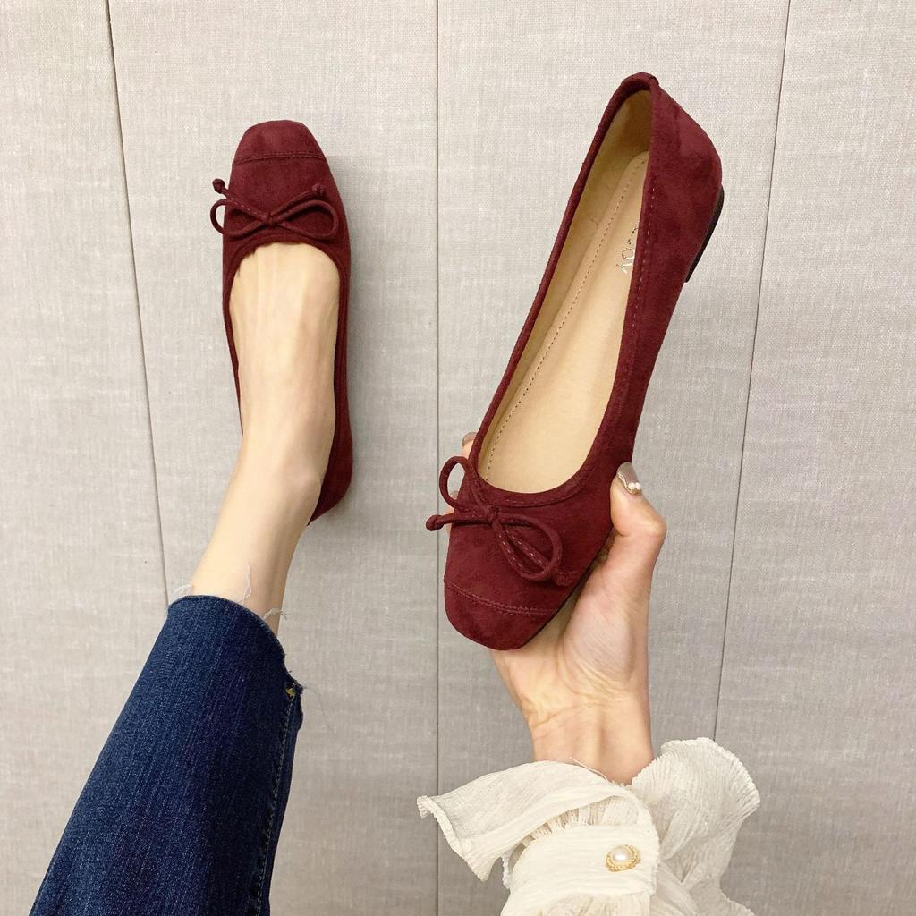 Mode Übergröße 34-43 Damen Schuhe Runde Zehenpartie Weiche Faltbare Ballerinas Damen Schleife Slipper Nubukleder Mokassin Femmes Roll-Up Ballerinas