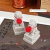 Town House Cement Stone Lion Pair - Mini Mythical Door-Guard Ornaments for New Year