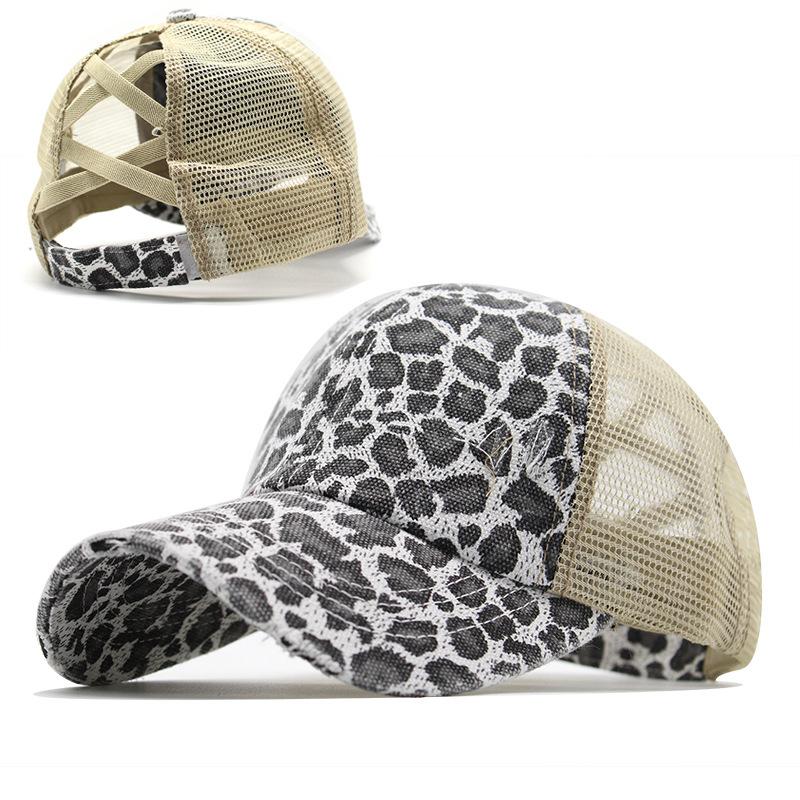 Washed Retro Light Version Elastic Band Cross Ponytail Baseball Net Cap Baseball Cap Cap One Piece