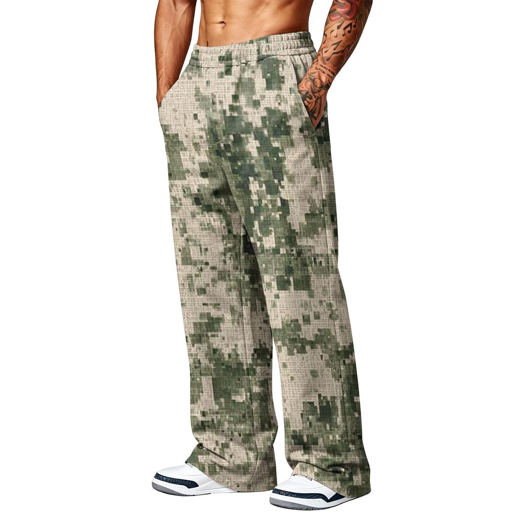 Men's Printed Wide Leg Jogger Sweatpants with Pockets for Casual Athletic Wear