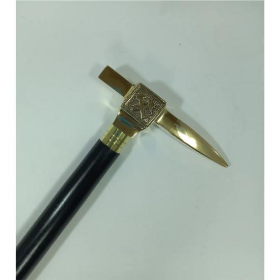 Antique Brass Walking Stick with Hammer Handle, Vintage 3-Fold Foldable Cane, Nautical Design for Collectors & Tool Enthusiasts