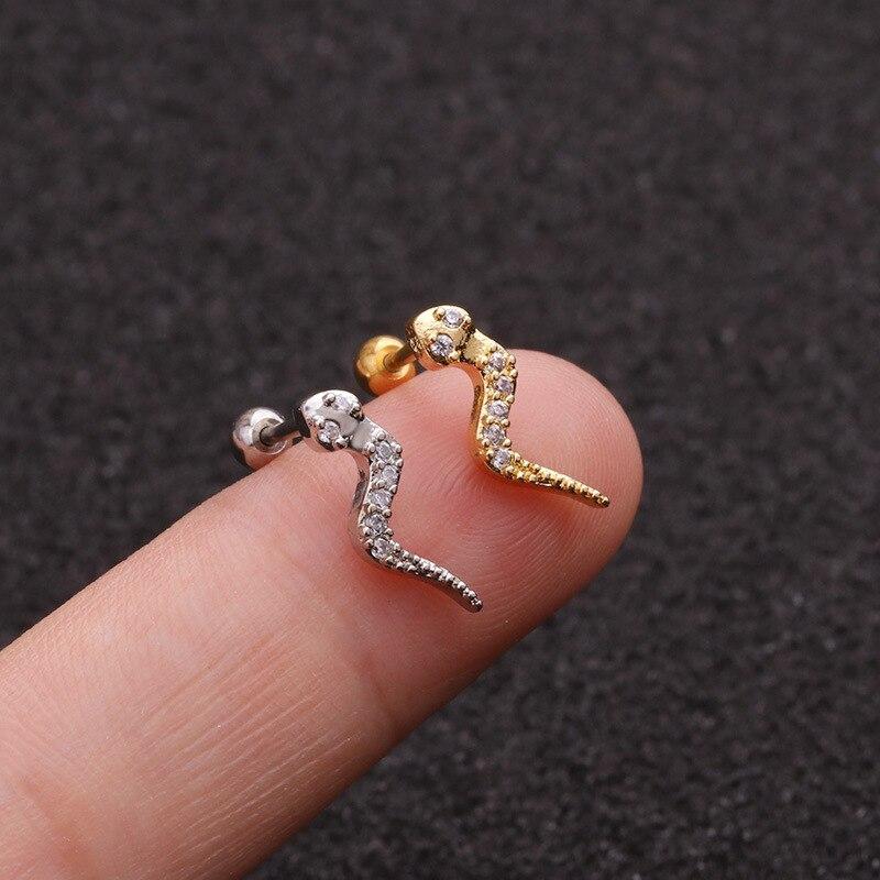 1piece Gold Color Crown Star Flower CZ Tragus Cartilage Stainless Steel Ear Stud Piercing Crystal Daith Earring