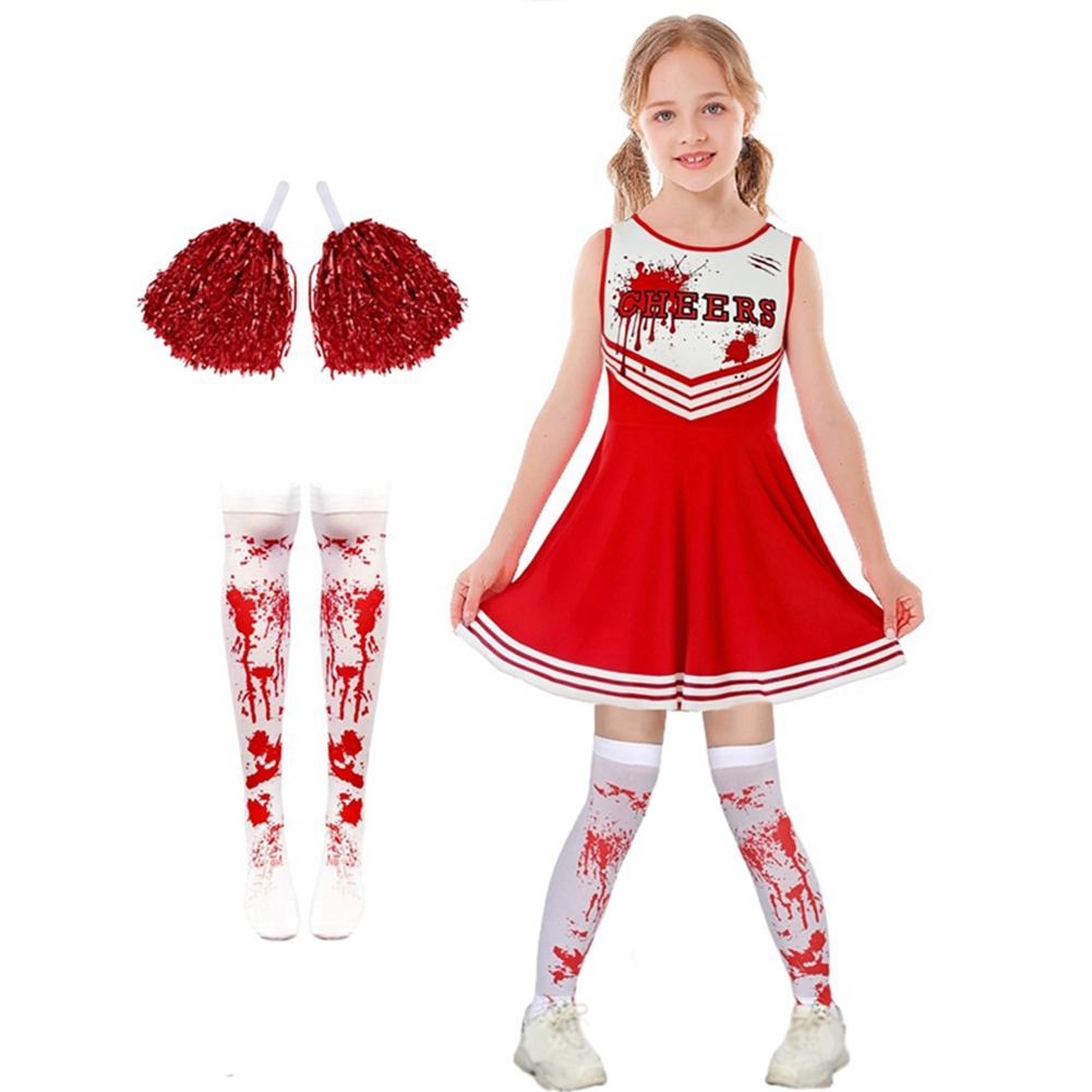Halloween Bloodstain Costumes Spooky Cheerleading Outfits