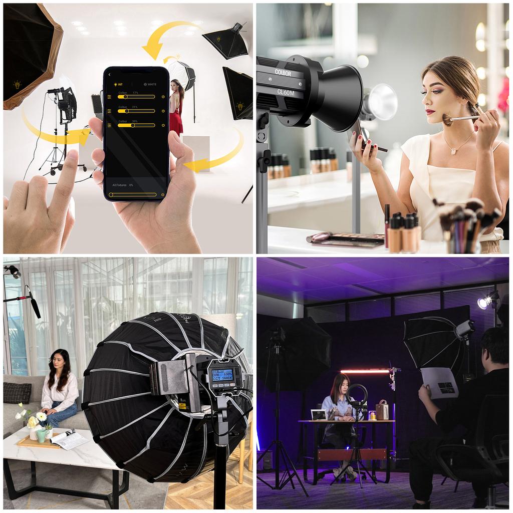 COLBOR CL60M Compact Studio LED Video Light 65W Photography Fill Light 5600K Dimmable CRI97+ 7