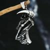 Retro Gothic Grim Reaper Scythe Skull Pendant Punk Motorbike Men Stainless Steel Skull Amulet Necklace Fashion Jewelry