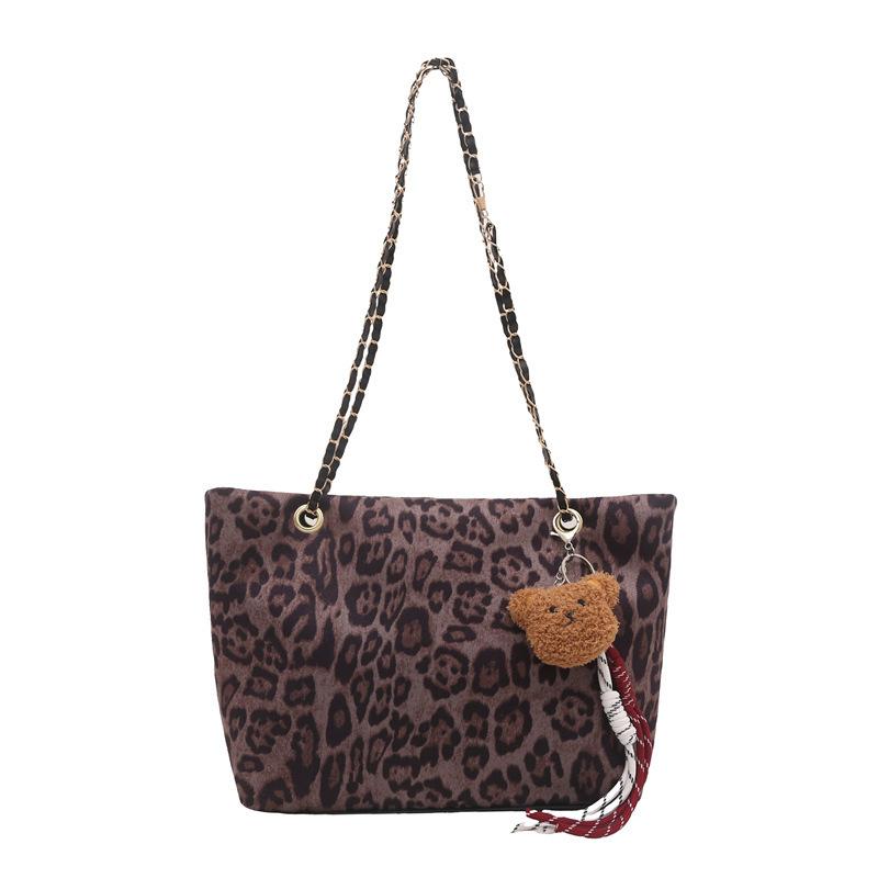 Popular Leopard Print Tote Messenger Bag Women's 2025 Fashion New Large-capacity Versatile Shoulder Underarm Commuter Bag