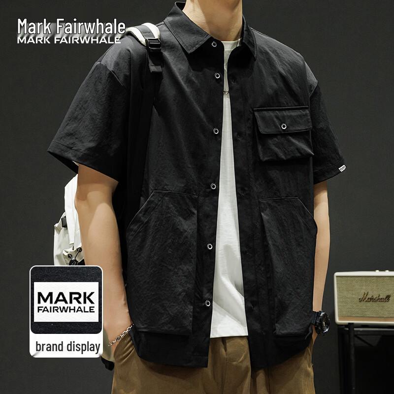 

MARK FAIRWHALE Men s Short Sleeve Ice Silk Casual Shirt 3XL