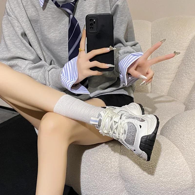 Women Shoes Thick Soled Mesh Height Increasing Transparent Casual Sports Shoes Women's Sneakers