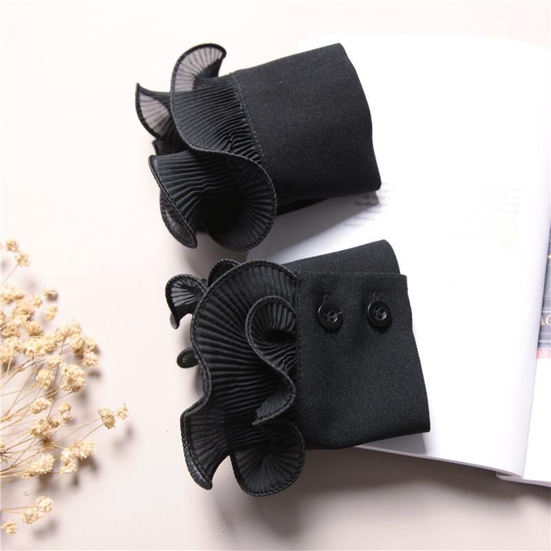 Perfekte Übereinstimmung Weiße Spitze Falsche Ärmel Damen Für Pullover Dekorative Falsche Manschetten Ärmel Hochzeit Spitze Rüschen Falten Geknöpftes Handgelenk Falsche Ärmel