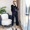 Wrinkled and Stylish Age Reducing Fashion Set for Women's Spring and Autumn, New Loose Top, Straight Leg Pants Two-piece Set