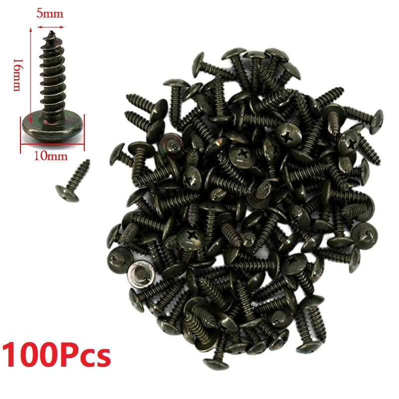 100Pcs Mixed Metal Screws Fastener Clips M5 Self-tapping Screws Car Retainer Clips Screws for Car Motor Scooter ATV Moped E-bike