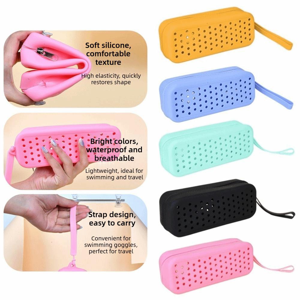 Perforated Swim Goggle Case Silicone Goggle Storage Box Portable Eyeglasses Storage Bag Travel Use