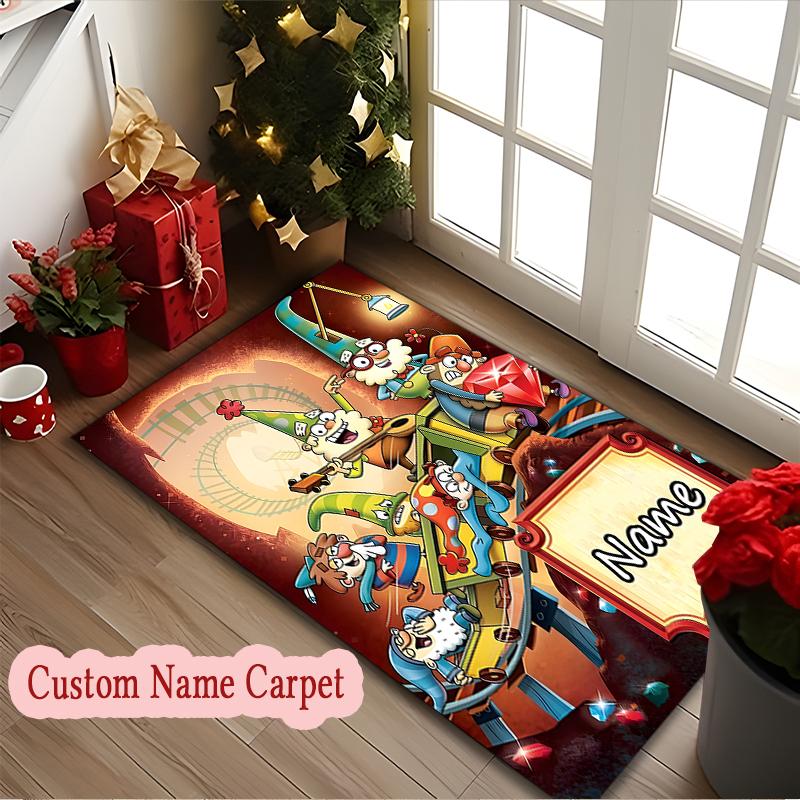 1pc Jack Skellington Moonlit Rug, Digital Printed Home Chair Sofa Mat, Personalized Customize Name Office Area Carpet