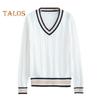 Maglione unisex scollo a V manica lunga coppie uniformi scolastiche vestibilità ampia design color-blocking trama intrecciata stile preppy maglie a maglia