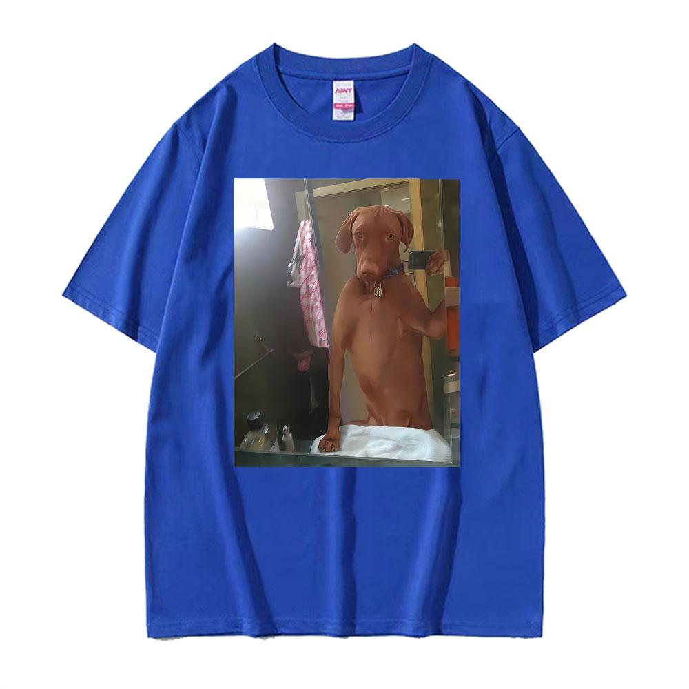 Dog Taking A Selfie Stupid Meme T-shirt Men's Women Clothing Fashion Loose T Shirts Oversized 100_ Cotton Casual Hot Sale TShirt