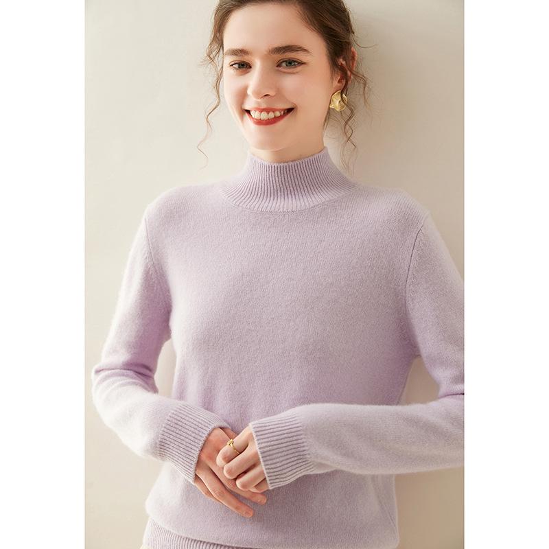 Autumn & Winter Women's Cashmere High-Neck Thick Knit Slim Pullover Sweater