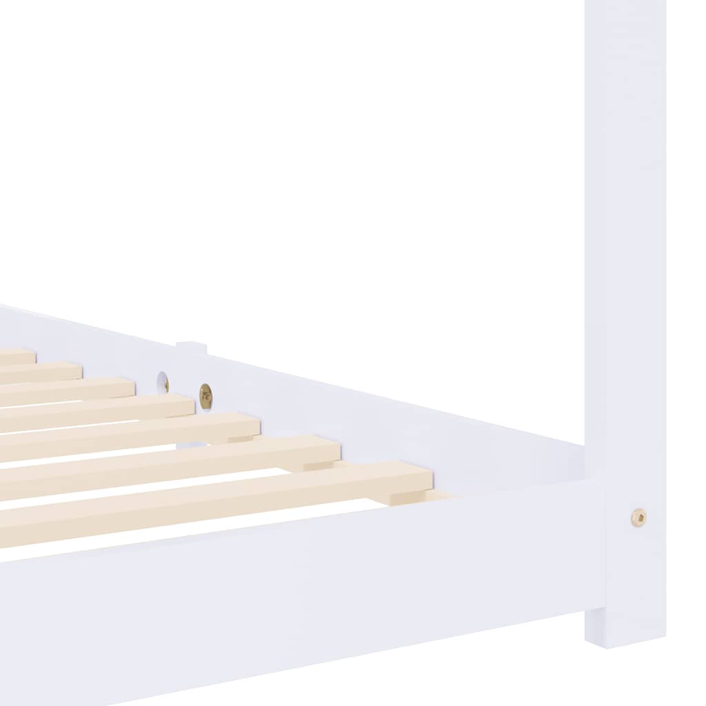 Kids  Bed Frame White Solid Pine Wood 80 x 160 cm