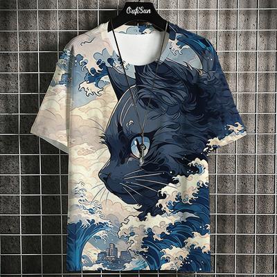Camiseta Samurai Cat para mulheres e homens, moda verão, japonesa, manga curta, camisetas, moletom casual grande, roupas para adultos, tops