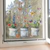 Fun-f158 Iron Bucket Flower Pot Butterfly Glass Doors and Windows Home Landscaping Window Stickers Uv Static