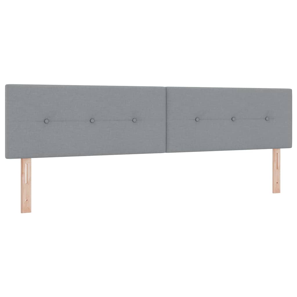LED Boxspring Bed with Headboard Light Gray 200 x 200 cm Fabric