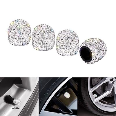 2/4 Pcs Diamond Valve Stem Caps Crystal Rhinestone Universal Tire Valve Dust Caps Decor For Car Motorcycles Trucks Accessories