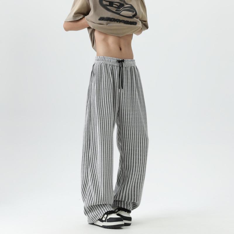 

Retro striped wide-leg casual pants for women and men, spring and summer new lazy straight mopping pants 3XL