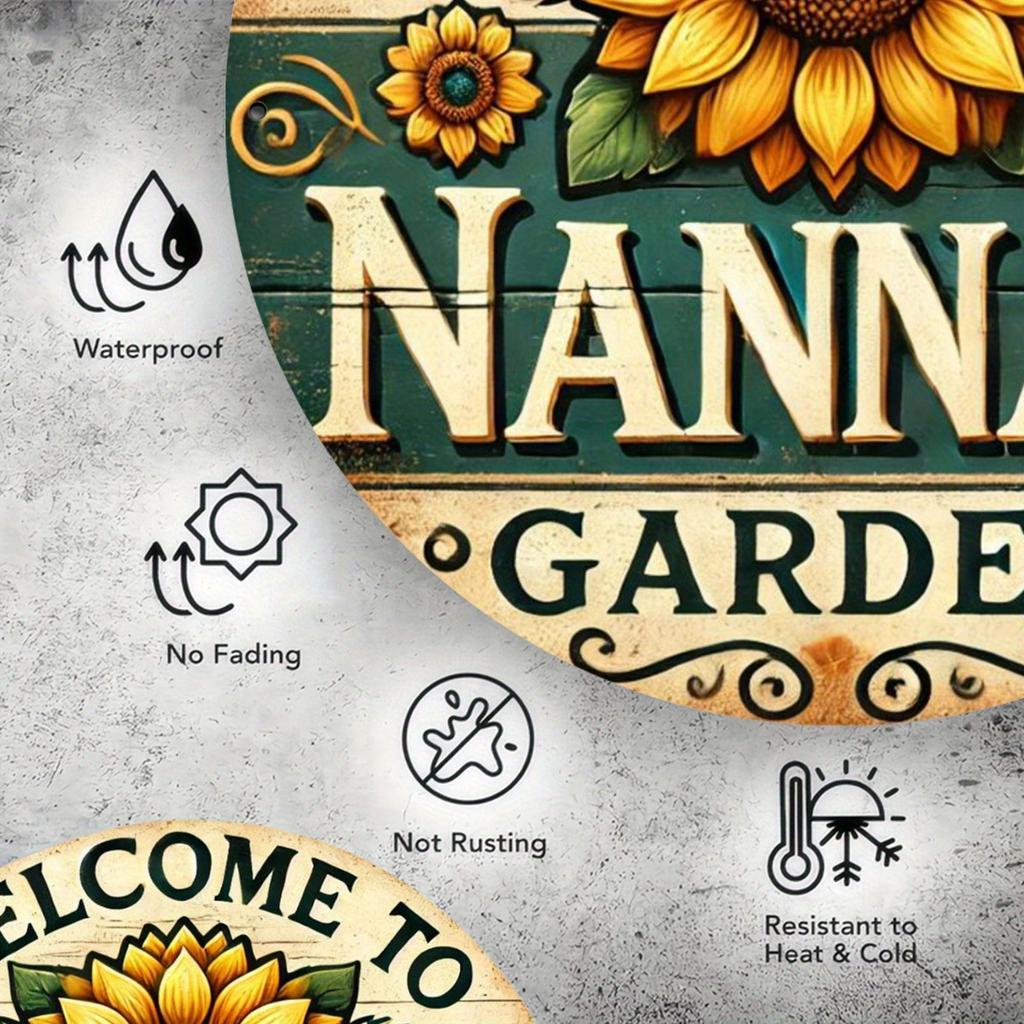 Vintage Nannas Garten Runder Aluminium Kranz Schild