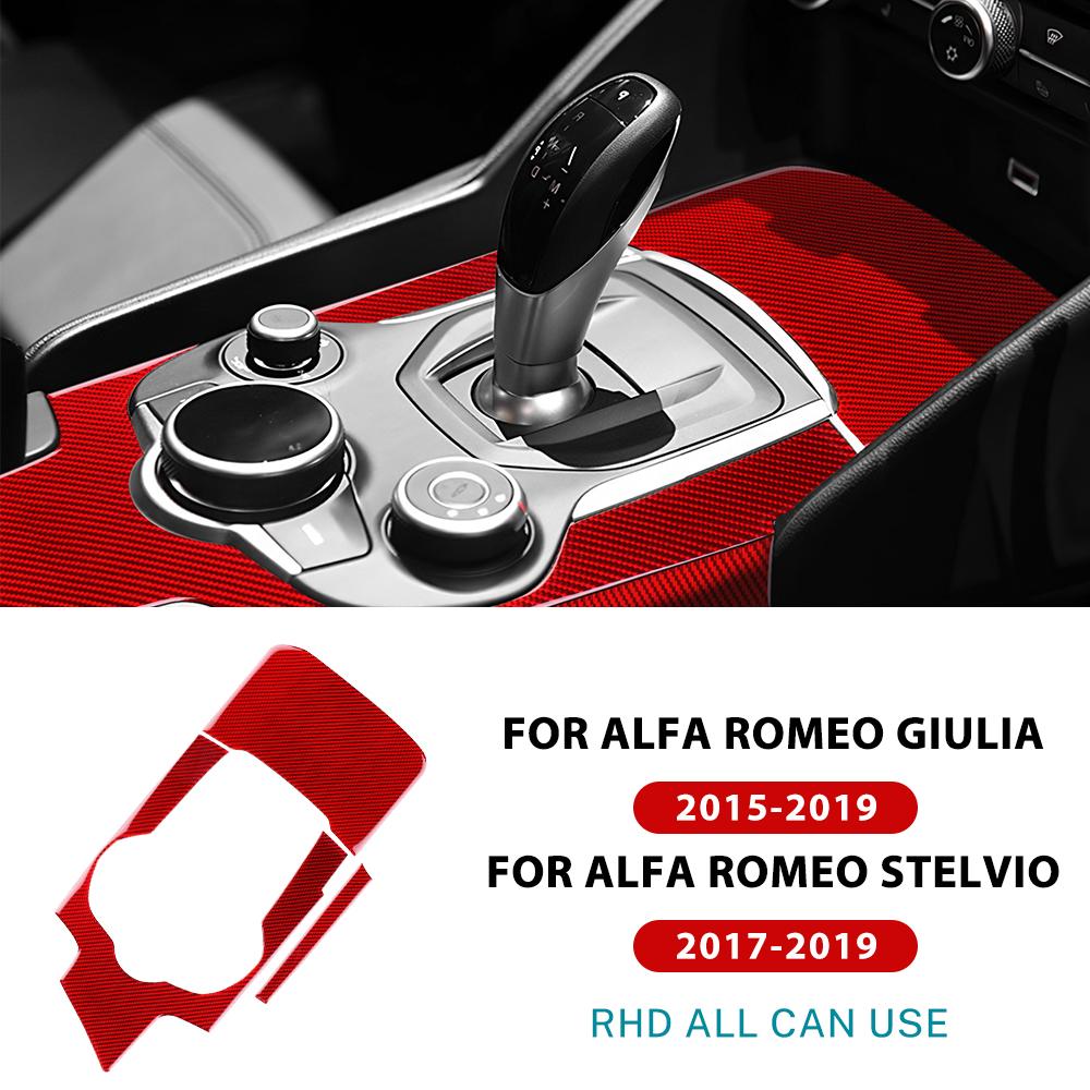 Real Soft Carbon Fiber Sticker For Alfa Romeo Giulia 952 2015-2019 Stelvio 949 2017-2019 LHD RHD Car Gear Shift Outer Panel