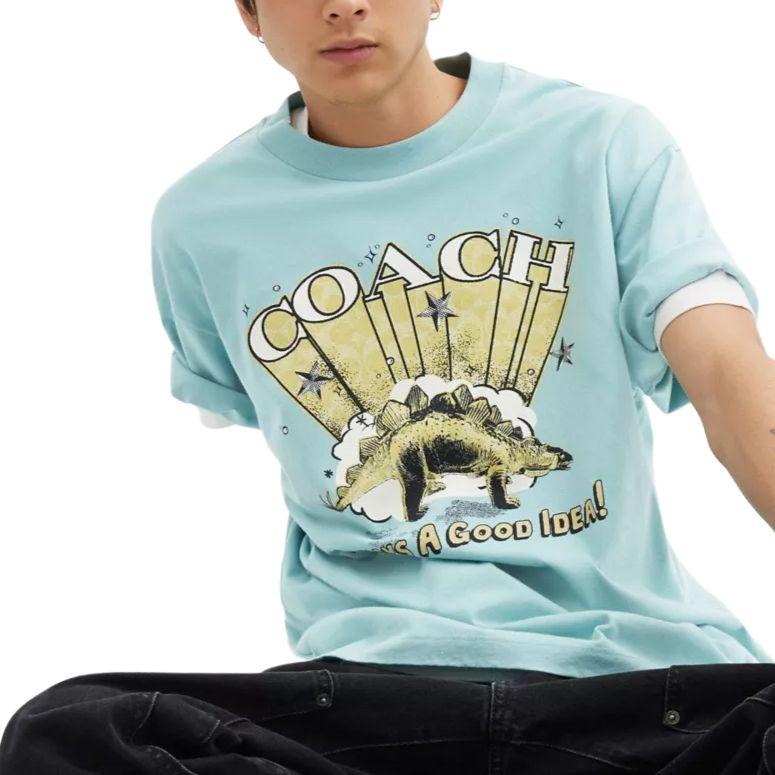 COACH SS25 T Shirt Men's Dusty Blue CY575-XT9