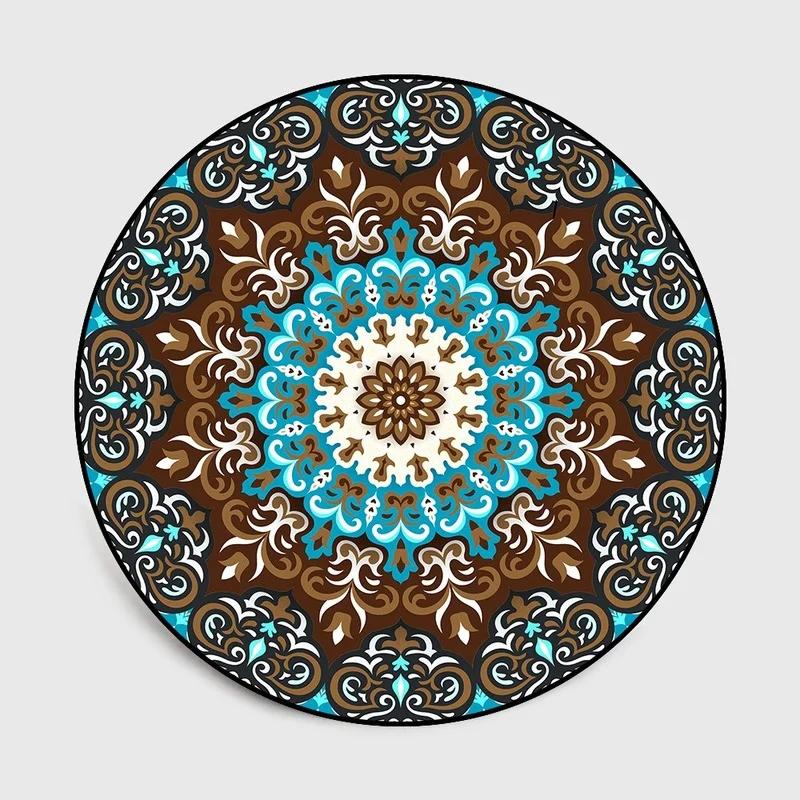 Bohemia Mandala Round Carpet Living Room Geometric Ethnic Flowers Bedroom  Anti-slip Vintage Floor Mat Home Decoration